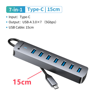 Yottamaster Multiple 7 Porturi Docking Station USB HUB Tip C Splitter Multi USB 3.0 Slot Plug Dock Adaptor Extensor pentru Laptop PC