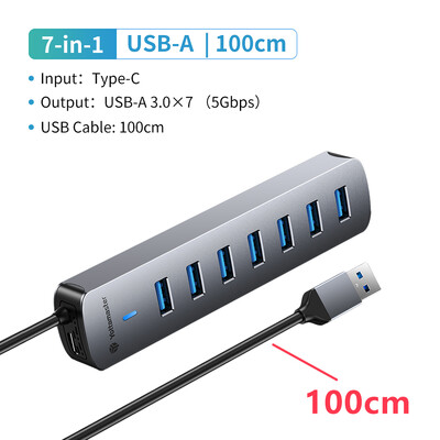 Yottamaster Multiple 7 Porturi Docking Station USB HUB Tip C Splitter Multi USB 3.0 Slot Plug Dock Adaptor Extensor pentru Laptop PC