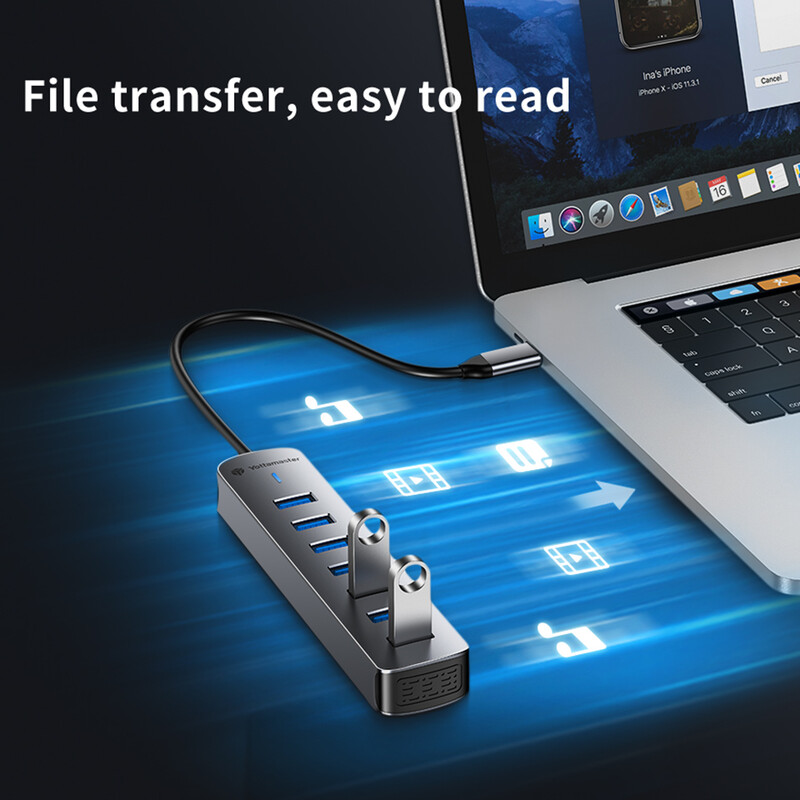 Yottamaster Multiple 7 Porturi Docking Station USB HUB Tip C Splitter Multi USB 3.0 Slot Plug Dock Adaptor Extensor pentru Laptop PC