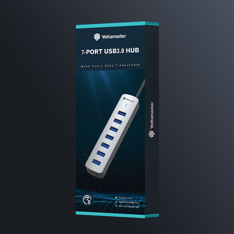 Yottamaster Multiple 7 Porturi Docking Station USB HUB Tip C Splitter Multi USB 3.0 Slot Plug Dock Adaptor Extensor pentru Laptop PC