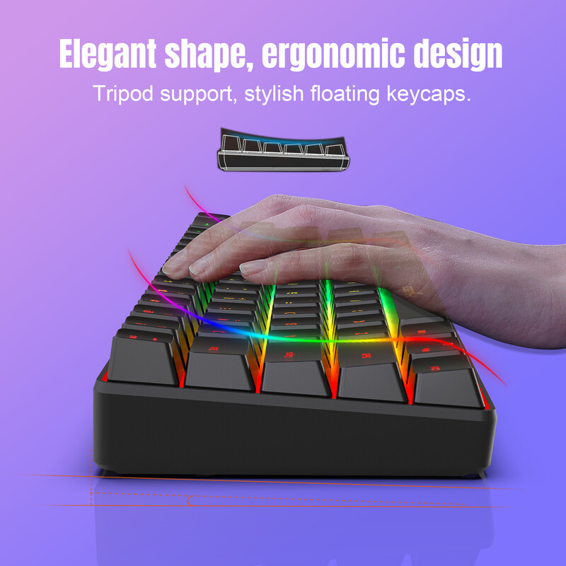 HXSJ V200 Juhtmega K68 RGB Streamer minimänguklaviatuur 19-klahviline konfliktivaba membraaniga klaviatuur, kuid mehaaniline tunne mängule/kontorile