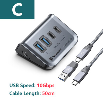 Yottamaster Multiport Splitter USB A Type-C Dokovacia stanica Multi 4 Slot Zásuvka Hub Zásuvka Extender Dock Adaptér pre PC Laptop