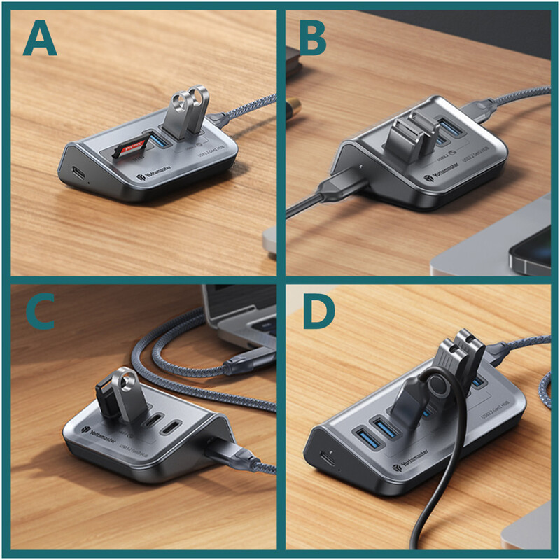 Yottamaster Multiport Splitter USB A Type-C Dokovacia stanica Multi 4 Slot Zásuvka Hub Zásuvka Extender Dock Adaptér pre PC Laptop