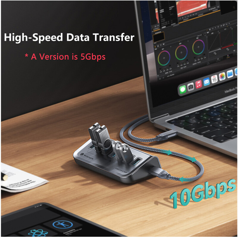 Yottamaster Multiport Splitter USB A Type-C Dokovacia stanica Multi 4 Slot Zásuvka Hub Zásuvka Extender Dock Adaptér pre PC Laptop