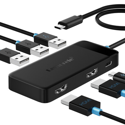 Lemorele TC122 USB C HUB Dual HDMI 4K dokkolóállomás USB 3.0 PD 100W C típusú port Macbook iPad M2 M1 Steam Deckhez