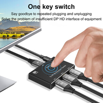 3 θύρες 8K DisplayPort Switch Splitter 1x3 Bi-Direction DP 1.4 Switcher 8K@60Hz 4K@144Hz for Switch Multiple Source and display