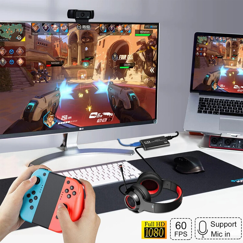 Su 4K HDMI suderinama vaizdo įrašymo kortelės kilpa, skirta žaidimams įrašyti tiesioginę transliaciją 1080P Grabber MS2131, skirta PS4/5 Nintendo Switch