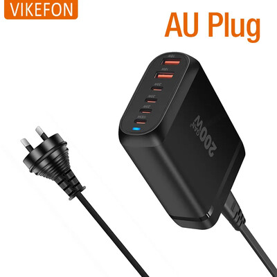 200W GaN 6 porturi USB Tip C PD Incarcator Incarcator telefon de birou QC3.0 pentru iPhone 15 Samsung Xiaomi Incarcator rapid Incarcator USB mobil