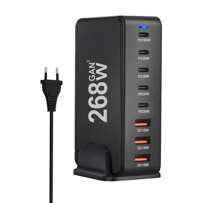 Încărcător GaN de birou de 268 W Încărcător USB tip C PD cu 8 porturi Încărcare rapidă 3.0 Încărcător rapid USB tip C Încărcător USB mobil