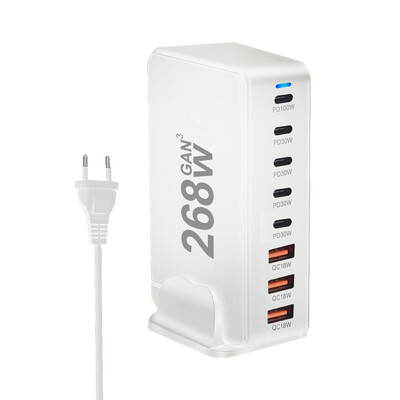 Încărcător GaN de birou de 268 W Încărcător USB tip C PD cu 8 porturi Încărcare rapidă 3.0 Încărcător rapid USB tip C Încărcător USB mobil