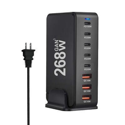 Încărcător GaN de birou de 268 W Încărcător USB tip C PD cu 8 porturi Încărcare rapidă 3.0 Încărcător rapid USB tip C Încărcător USB mobil