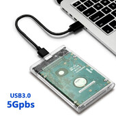 USB 3.0 HDD korpusas 2,5 colio C tipo SSD kietojo disko dėklas su 5Gbps perdavimo greičiu mobiliojo išorinio korpuso standžiojo disko dėžutės laidas