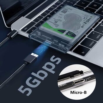 USB 3.0 HDD кутия 2,5 инча Тип C SSD кутия за твърд диск с 5Gbps скорост на трансфер Мобилен външен корпус Кутии за твърд диск Кабел