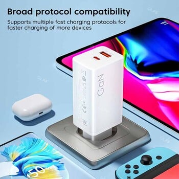 Φορτιστής 120w GaN USB C Fast Charging Quick Charge 5.0 USB Fast Charger Adapter for iPhone Xiaomi Samsung PD 25W Fast Charger