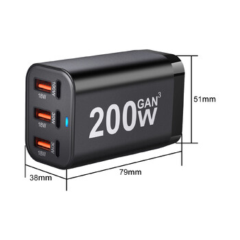 USB C Fast 6-Port Charging Fast GaN Charger Power Adapter για iPhone 14/13/12 Series, Samsung Galaxy S23/S22/S21