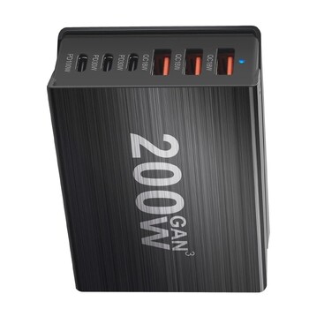 USB C Fast Charging 200W 6-Port Charging Station Hub Compact Φορτιστής GaN με τροφοδοτικό για iPhone Samsung Xiaomi Huawei