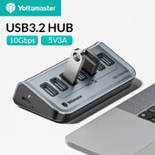 Yottamaster USB-C 3.2 Hub 7 prievadų USB šakotuvas Maitinamas 5V/3A USB 3.2 Gen2 10Gbps duomenų šakotuvas nešiojamiesiems kompiuteriams Surface Pro nešiojamiesiems standžiiesiems diskams