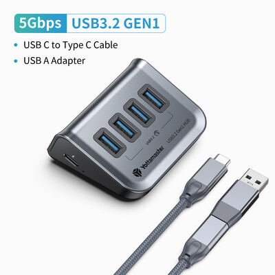 Yottamaster USB-C 3.2 Hub 7 prievadų USB šakotuvas Maitinamas 5V/3A USB 3.2 Gen2 10Gbps duomenų šakotuvas nešiojamiesiems kompiuteriams Surface Pro nešiojamiesiems standžiiesiems diskams