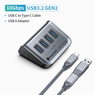 Yottamaster USB-C 3.2 Hub 7 prievadų USB šakotuvas Maitinamas 5V/3A USB 3.2 Gen2 10Gbps duomenų šakotuvas nešiojamiesiems kompiuteriams Surface Pro nešiojamiesiems standžiiesiems diskams