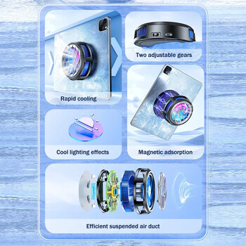 Охладител за таблет X80 Магнитен полупроводник Бързо охлаждащ вентилатор Радиатор за iPad/Android/лаптоп PUBG 2 Gear Регулируем хладен радиатор