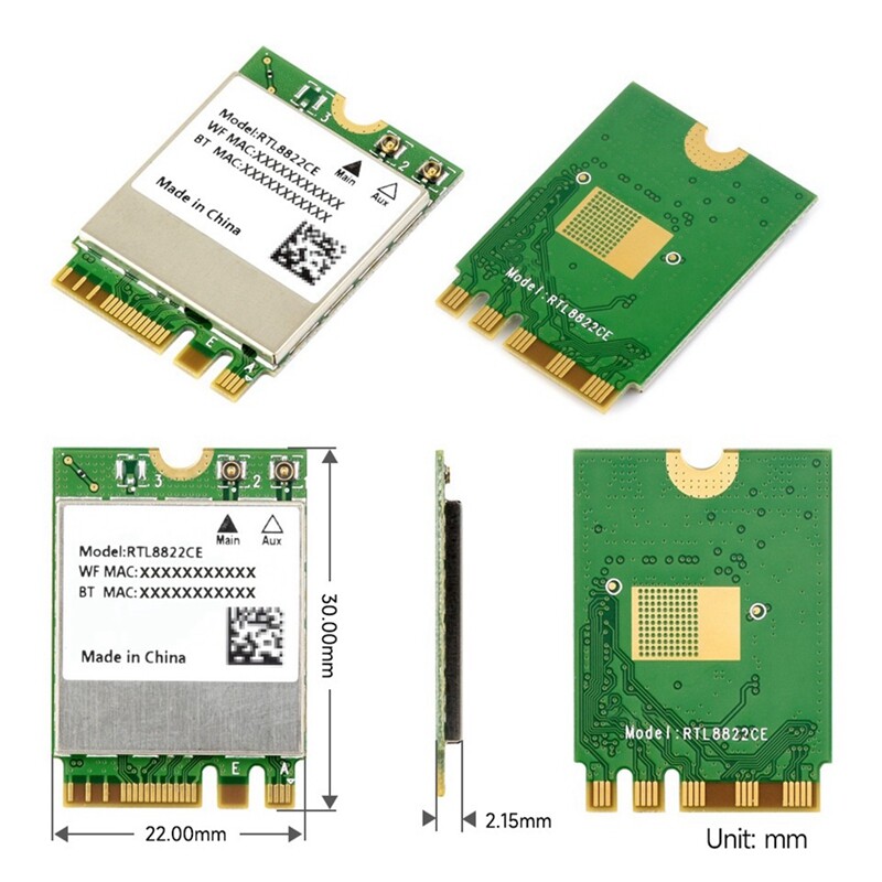 RTL8822CE Placă de rețea fără fir Dual-Band 2.4G/5G M.2 A/E Key Card Wifi Bluetooth 5.0 Suport laptop Win10/11 Linux