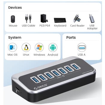 ORICO USB 3.2 хъб сплитер тип C адаптер превключвател докинг станция мулти USB 3.0 портове щепсел четец на SD карти за лаптоп Surface Macbook