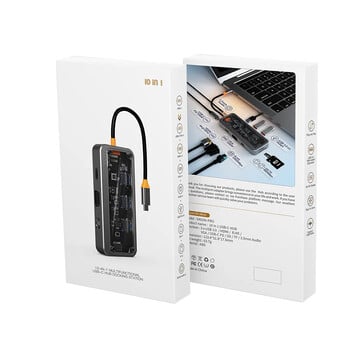 USB C хъб 10 в 1 докинг станция Type-C към PD HD-MI USB3.0*3 SD TF Ethernet RJ45 1000M VGA AUDIO 3,5 mm за MacBook M1 M2