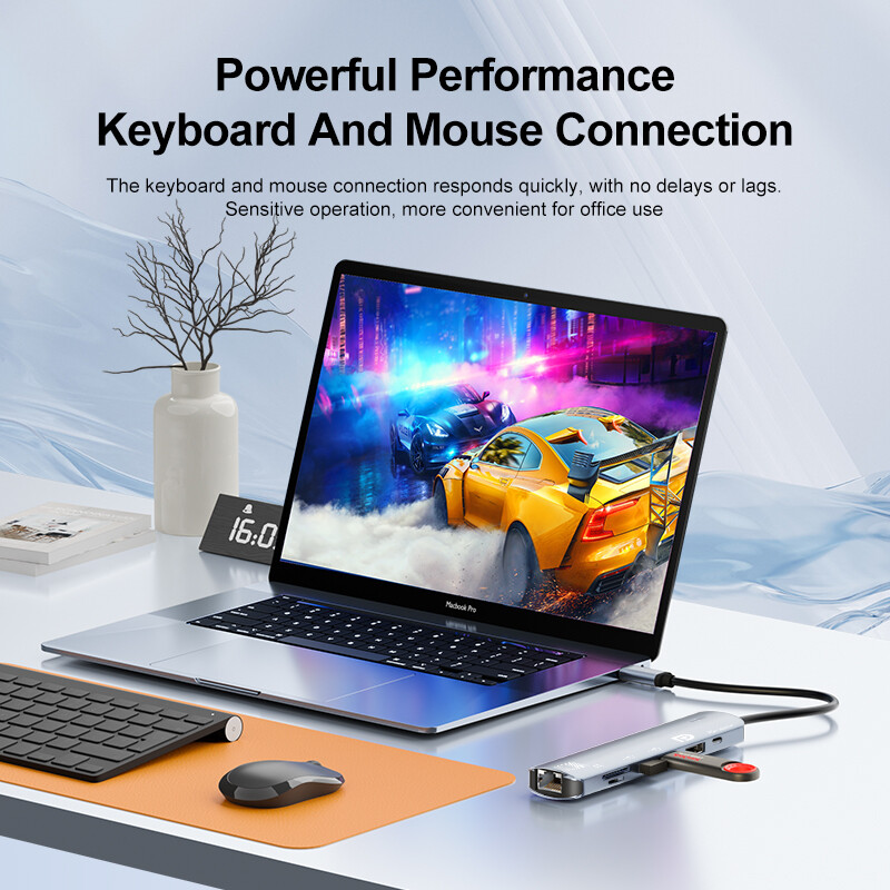 Τύπος C HUB με Displayport, PD100W, Ethernet, 2 θύρες USB, SD/TF Multiport 7-σε-1 USB σε DP Docking Station Adapter