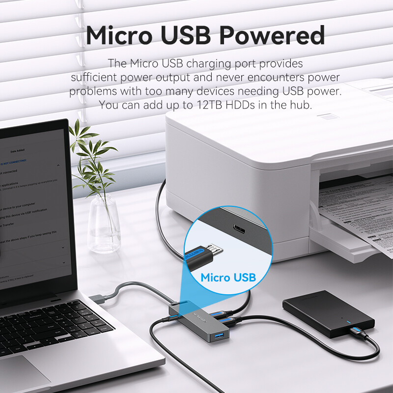 Vention USB C šakotuvas didelės spartos 4 prievadų kelių tipų C į USB 3.0 šakotuvo skirstytuvo adapteris, skirtas MacBook Pro iPad Pro Xiaomi Lenovo USB Hub
