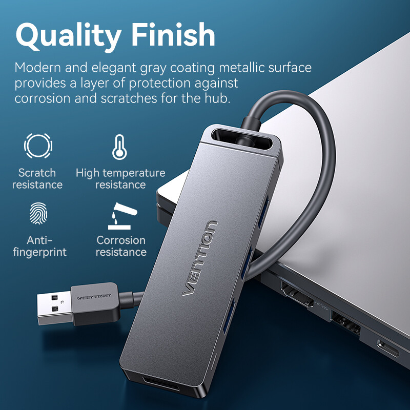 Vention USB C šakotuvas didelės spartos 4 prievadų kelių tipų C į USB 3.0 šakotuvo skirstytuvo adapteris, skirtas MacBook Pro iPad Pro Xiaomi Lenovo USB Hub
