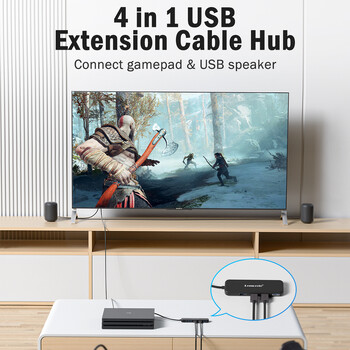 Lemorele USB 3.0 ХЪБ 4 в 1 Тип C адаптер 4 порта Слот USB C Хъб USB Хъб 3.0 Високоскоростен за лаптоп Windows Mac