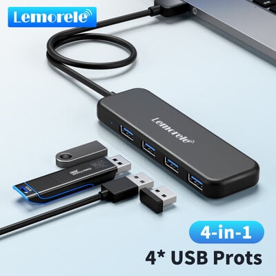 Lemorele USB 3.0 HUB 4 in 1 C tipa adapteris 4 pieslēgvietas slots USB C centrmezgls USB centrmezgls 3.0 liels ātrums klēpjdatoram Windows Mac