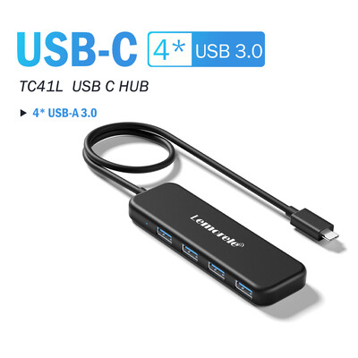 Lemorele HUB USB 3.0 Adaptor tip C 4 în 1 4 porturi Slot USB C Hub USB 3.0 de mare viteză pentru laptop Windows Mac