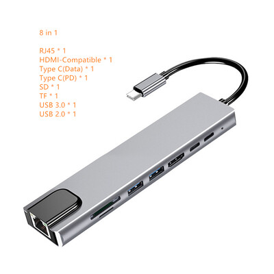 Trumsoon USB C Hub na RJ45 Lan 4K HDMI-kompatibilný USB 3.0 Type-C PD Docking pre MacBook iPad Samsung S21 Dex TV notebook myš