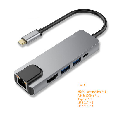 Trumsoon USB C Hub na RJ45 Lan 4K HDMI-kompatibilný USB 3.0 Type-C PD Docking pre MacBook iPad Samsung S21 Dex TV notebook myš