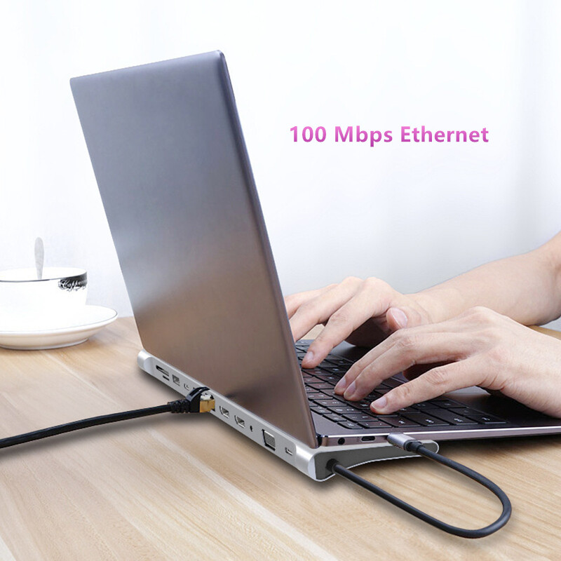 Trumsoon USB C Hub na RJ45 Lan 4K HDMI-kompatibilný USB 3.0 Type-C PD Docking pre MacBook iPad Samsung S21 Dex TV notebook myš