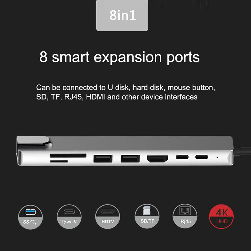 USB 3.0 HUB typu C Dokovacia stanica USB C na HDMI 4K 30HZ typ C na RJ45 1000 Mbps Ethernet adaptér VGA extender slúchadlá PD 100W