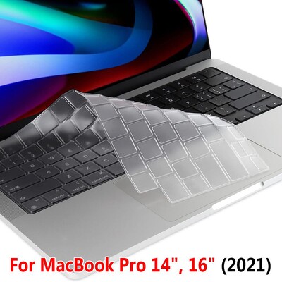 Puha átlátszó vízálló ultra vékony bőrű billentyűzetvédő fólia TPU MacBook Pro 14 16 hüvelykes M1 Max 2021 A2442 A2485 számítógéphez