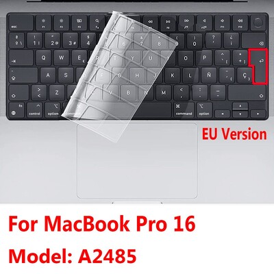 Puha átlátszó vízálló ultra vékony bőrű billentyűzetvédő fólia TPU MacBook Pro 14 16 hüvelykes M1 Max 2021 A2442 A2485 számítógéphez