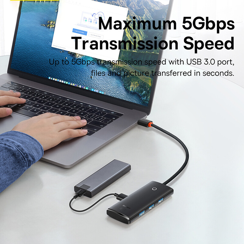 Baseus USB HUB Adapter 4 σε 1 USB Type C σε USB 3.0 HUB Splitter Adapter για MacBook Pro Air Huawei Mate 30 Docking Station HUB