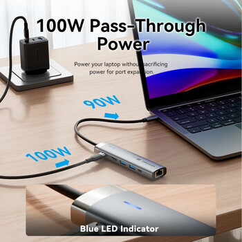 Vention USB C HUB 4K60Hz Type C към HDMI RJ45 PD 100W адаптер за Macbook iPad Pro Air M2 M1 Sumsang PC аксесоари USB 3.0 HUB