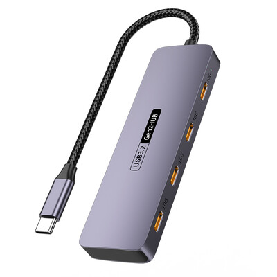 USB C šakotuvas, 4 viename USBC adapteris, 2 * 10 Gbps USB 3.2 duomenų prievadai, 2 * 10 Gbps USB-C didelės spartos duomenų perdavimo kostiumas, skirtas MacBook Pro
