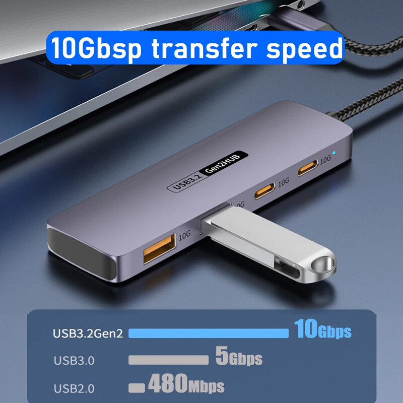 Yucun 10Gbps USB C HUB Nagy sebességű USB elosztó iPhone 15 Sumsang laptopokhoz PC-tartozékok Macbook pro USB Type-C 3.2 HUB