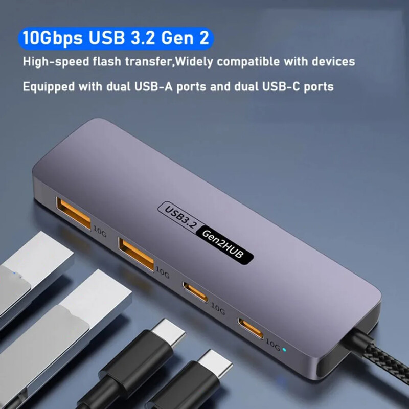 Yucun 10Gbps USB C HUB Nagy sebességű USB elosztó iPhone 15 Sumsang laptopokhoz PC-tartozékok Macbook pro USB Type-C 3.2 HUB