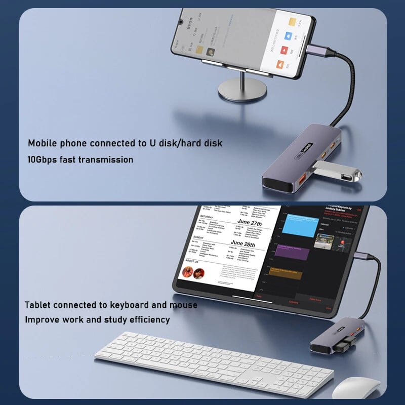 Yucun 10Gbps USB C HUB Nagy sebességű USB elosztó iPhone 15 Sumsang laptopokhoz PC-tartozékok Macbook pro USB Type-C 3.2 HUB