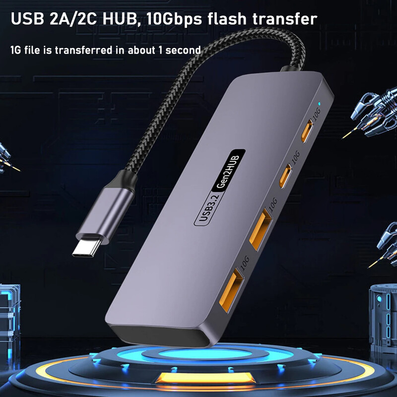 Yucun 10Gbps USB C HUB Nagy sebességű USB elosztó iPhone 15 Sumsang laptopokhoz PC-tartozékok Macbook pro USB Type-C 3.2 HUB