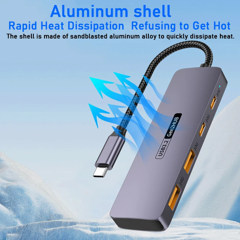 Yucun 10Gbps USB C HUB Nagy sebességű USB elosztó iPhone 15 Sumsang laptopokhoz PC-tartozékok Macbook pro USB Type-C 3.2 HUB