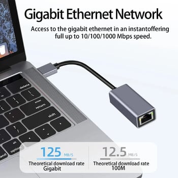 USB 3.0 към Ethernet мрежова карта Алуминиев Gigabit Type-C адаптер за лаптоп MacBook Pro 1000/100Mbps USB C Lan RJ45 адаптер