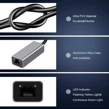 USB 3.0 към Ethernet мрежова карта Алуминиев Gigabit Type-C адаптер за лаптоп MacBook Pro 1000/100Mbps USB C Lan RJ45 адаптер