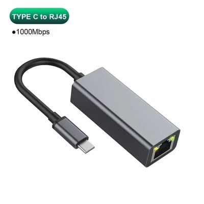 Adaptor din aluminiu Gigabit tip C pentru placă de rețea USB 3.0 la Ethernet pentru laptop MacBook Pro 1000/100Mbps Adaptor USB C Lan RJ45